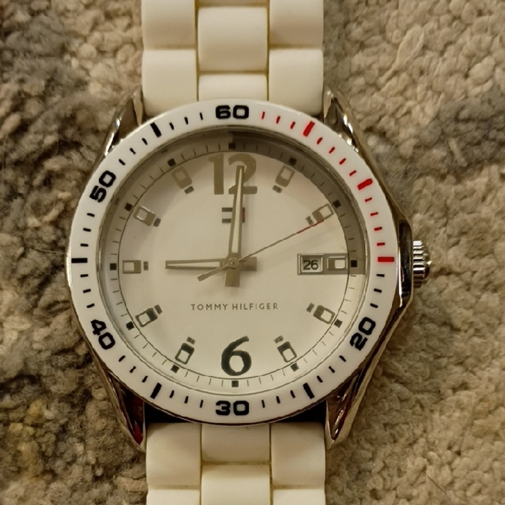 Tommy Hilfiger White and Silver Boyfriend Watch
